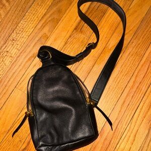 HOBO Black Leather Fern Sling Bag